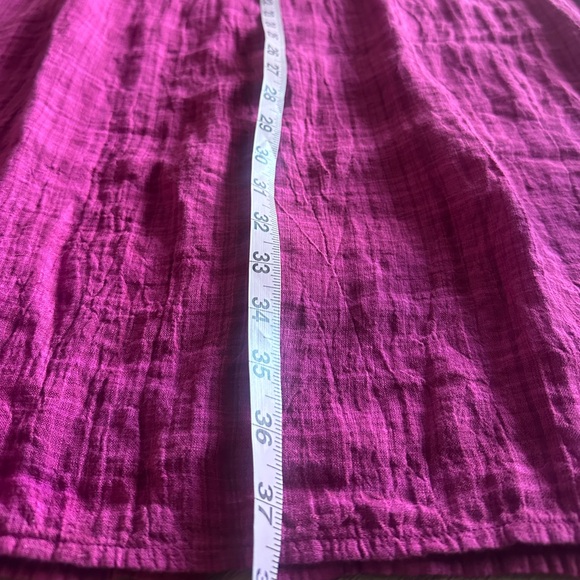 EILEEN FISHER Organic Linen Plaid Sleeveless Shift Dress Sangria L - Picture 7 of 8